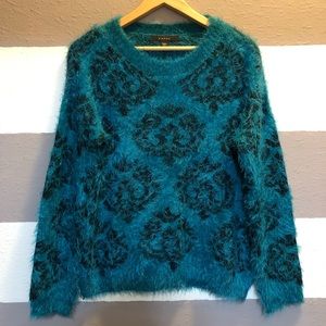 Fever - eyelash silk soft sweater turquoise Large